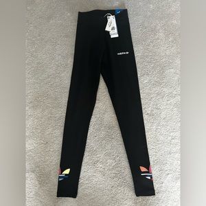 ADIDAS NWT Black High Rise Leggings Tights W/ Logo SIZE XS